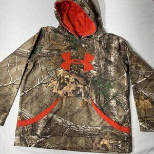 Under Armour kids XL Realtree Camo Hoodie With Kangaroo Pocket & orange Logo Acc